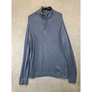 Croft & Barrow Mens Blue Quarter Zip Long Sleeve Sweater Large Buisiness Casual‎